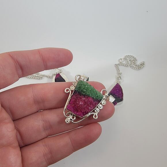 Handmade Tourmaline Crystal Necklace in Sterling Silver Unique Gemstone Jewelry - Picture 7 of 10